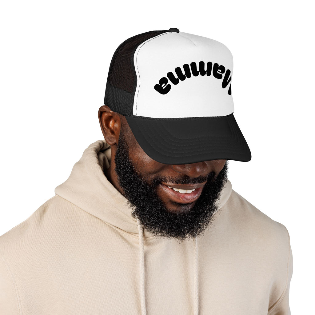 Mama Trucker Hat — Curved Script Foam Mesh Cap