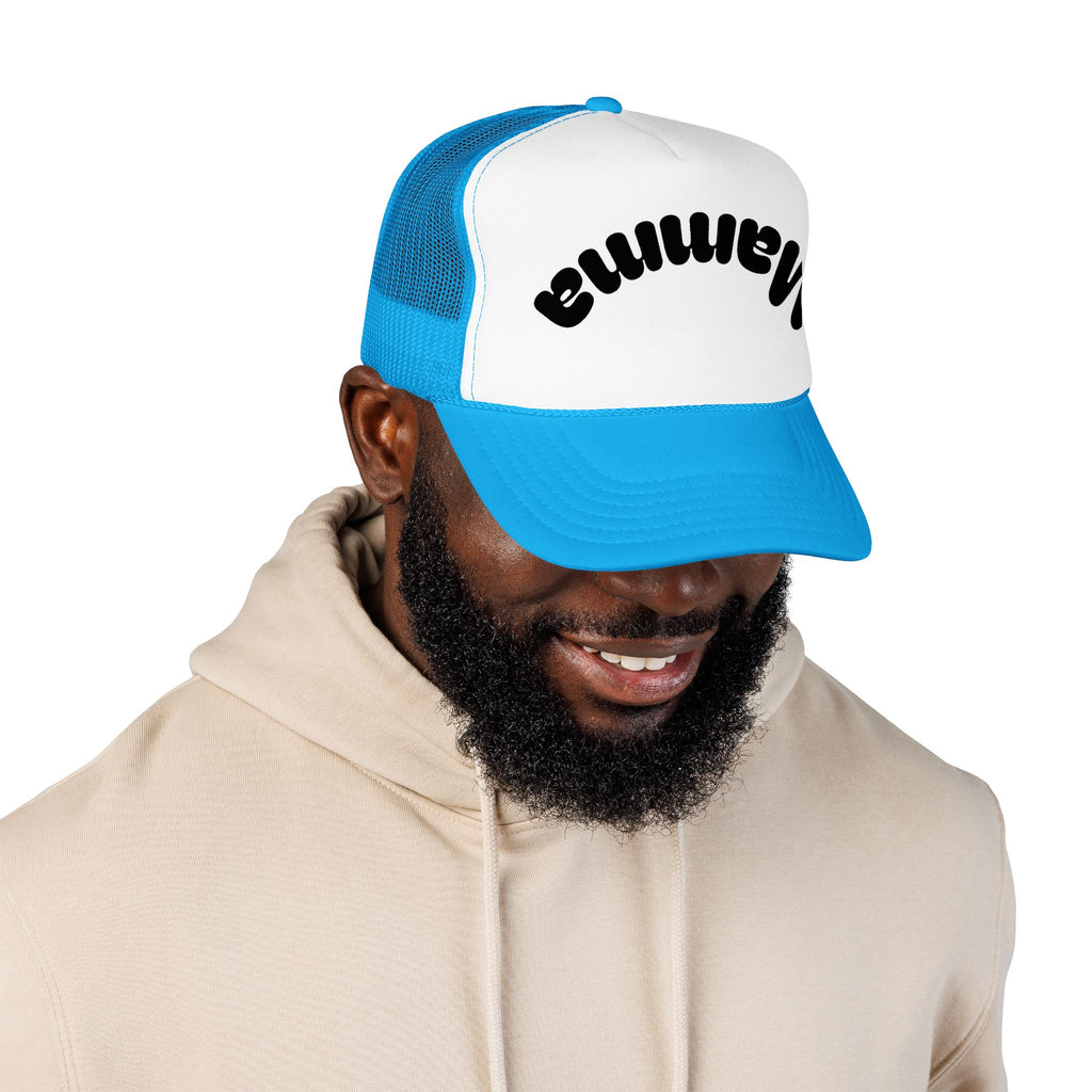 Mama Trucker Hat — Curved Script Foam Mesh Cap