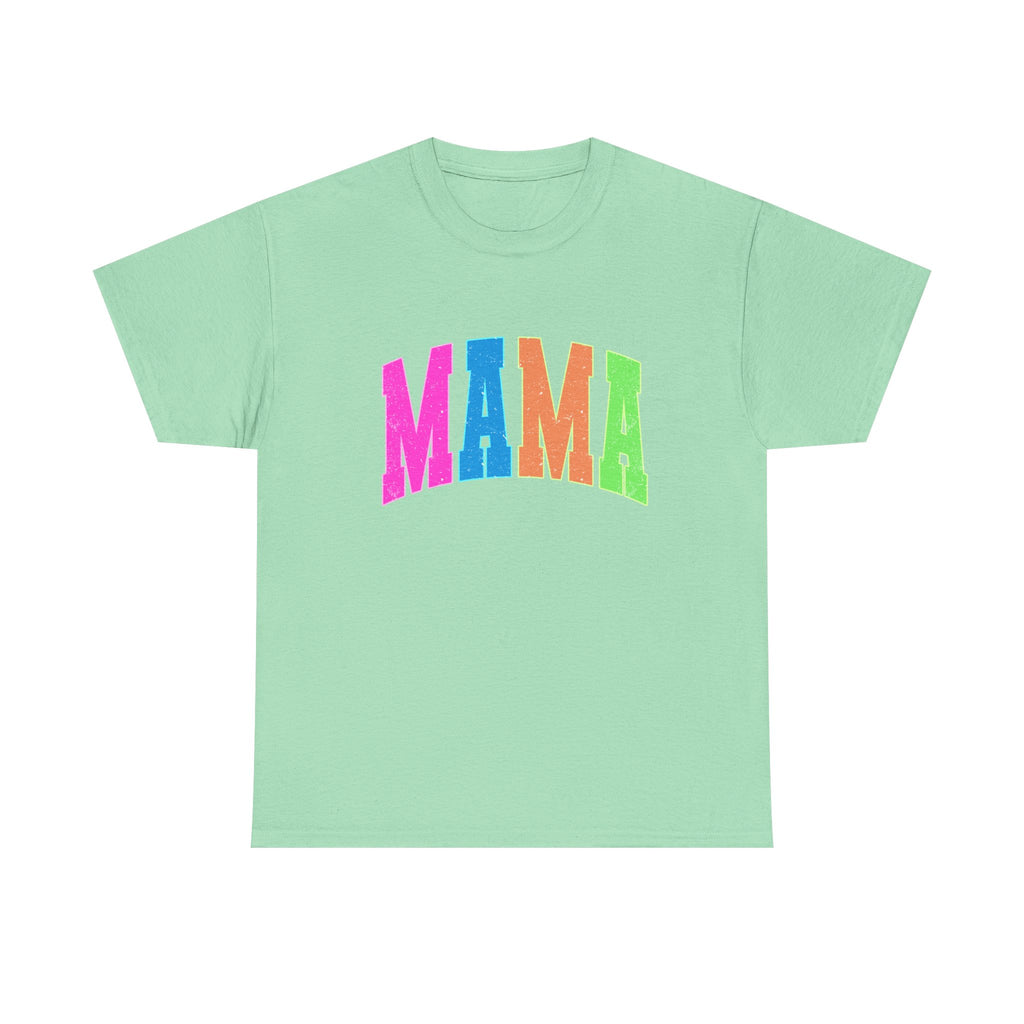 Mama Colorblock Tee — Bright Rainbow "MAMA"