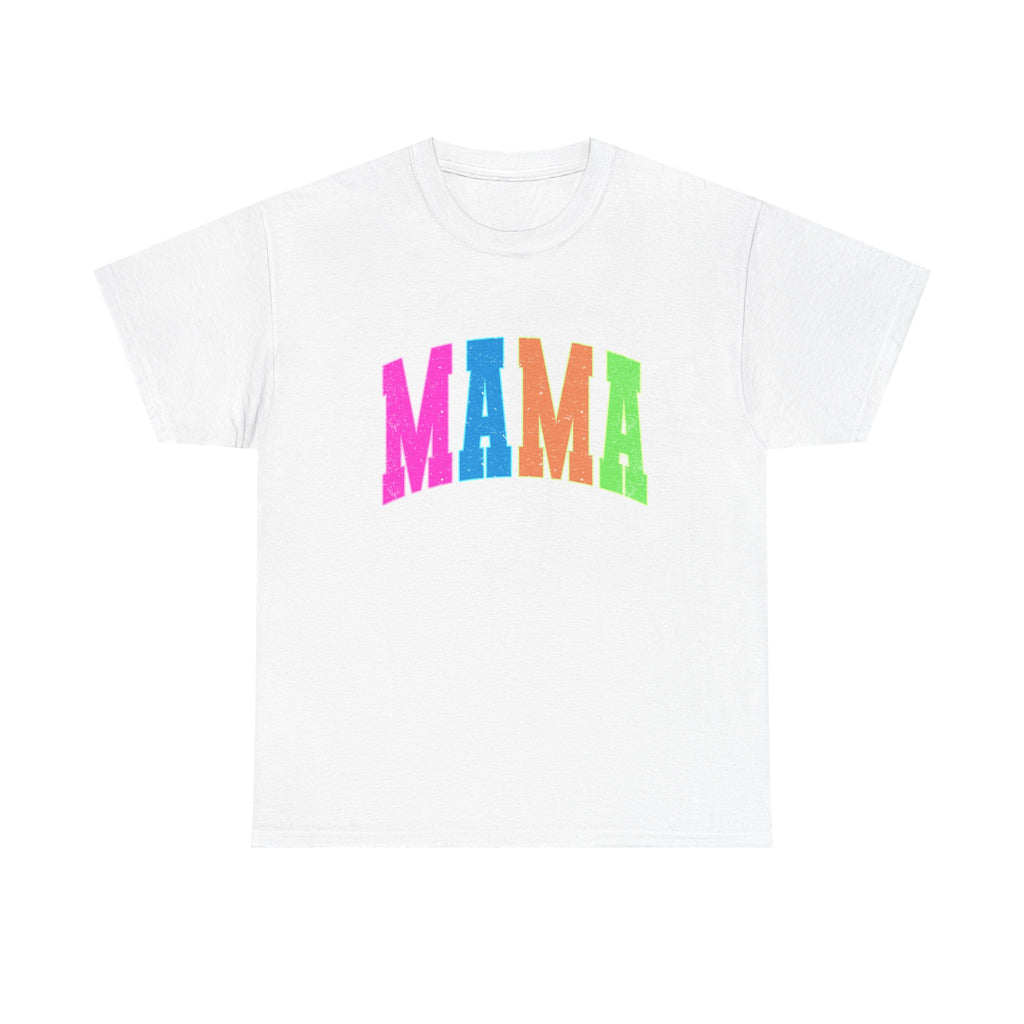 Mama Colorblock Tee — Bright Rainbow "MAMA"