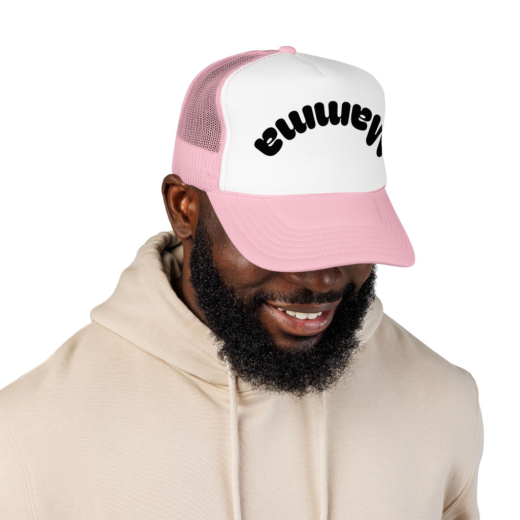Mama Trucker Hat — Curved Script Foam Mesh Cap