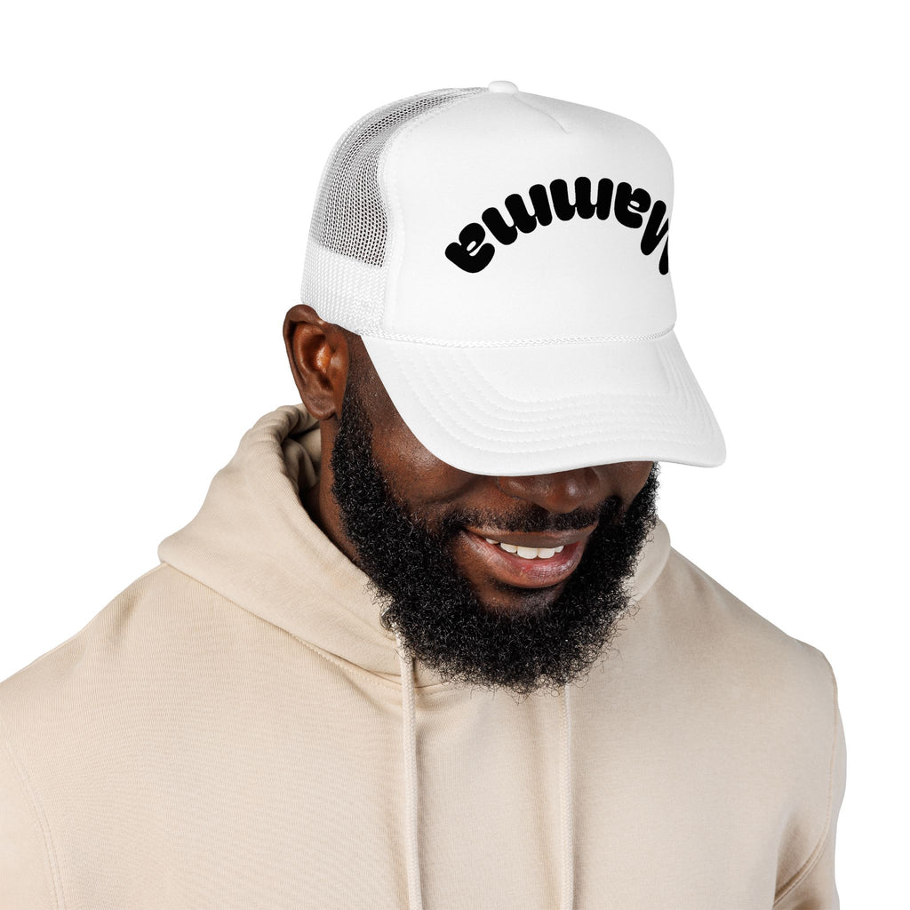 Mama Trucker Hat — Curved Script Foam Mesh Cap