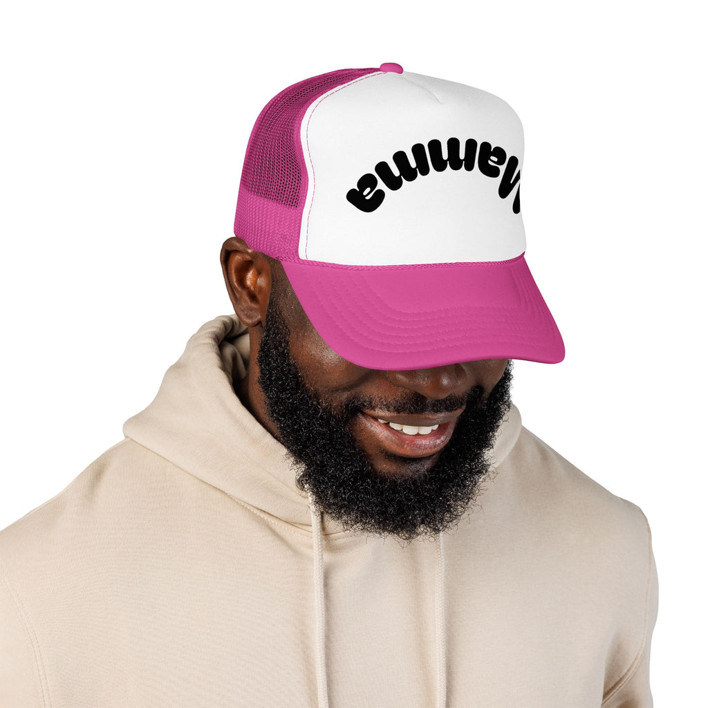 Mama Trucker Hat — Curved Script Foam Mesh Cap